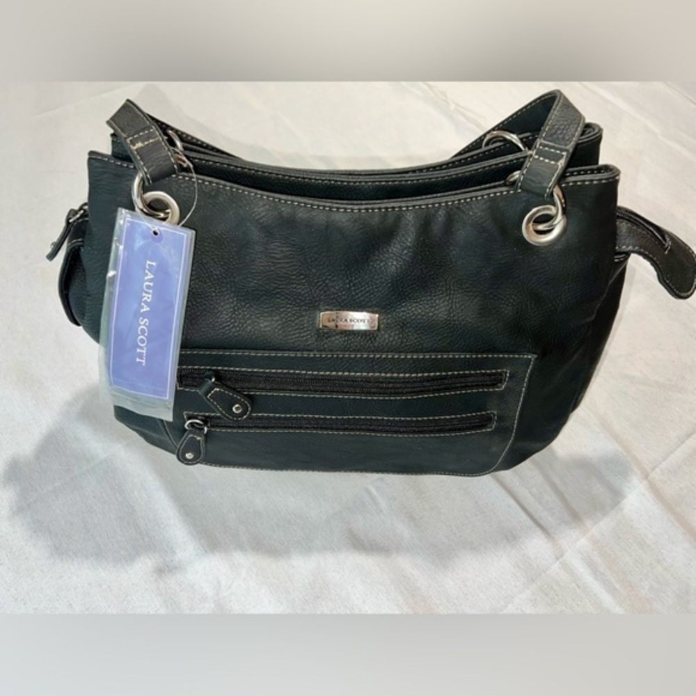 Laura Scott double handle black shoulder bag, NWT